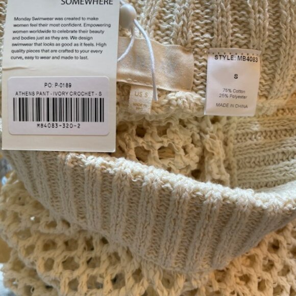 Monday Swimwear Athens Pant - Ivory Crochet NWT NEW Size Small - Picture 3 of 5